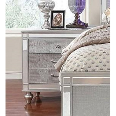 Table de chevet 3 tiroirs gris giltner