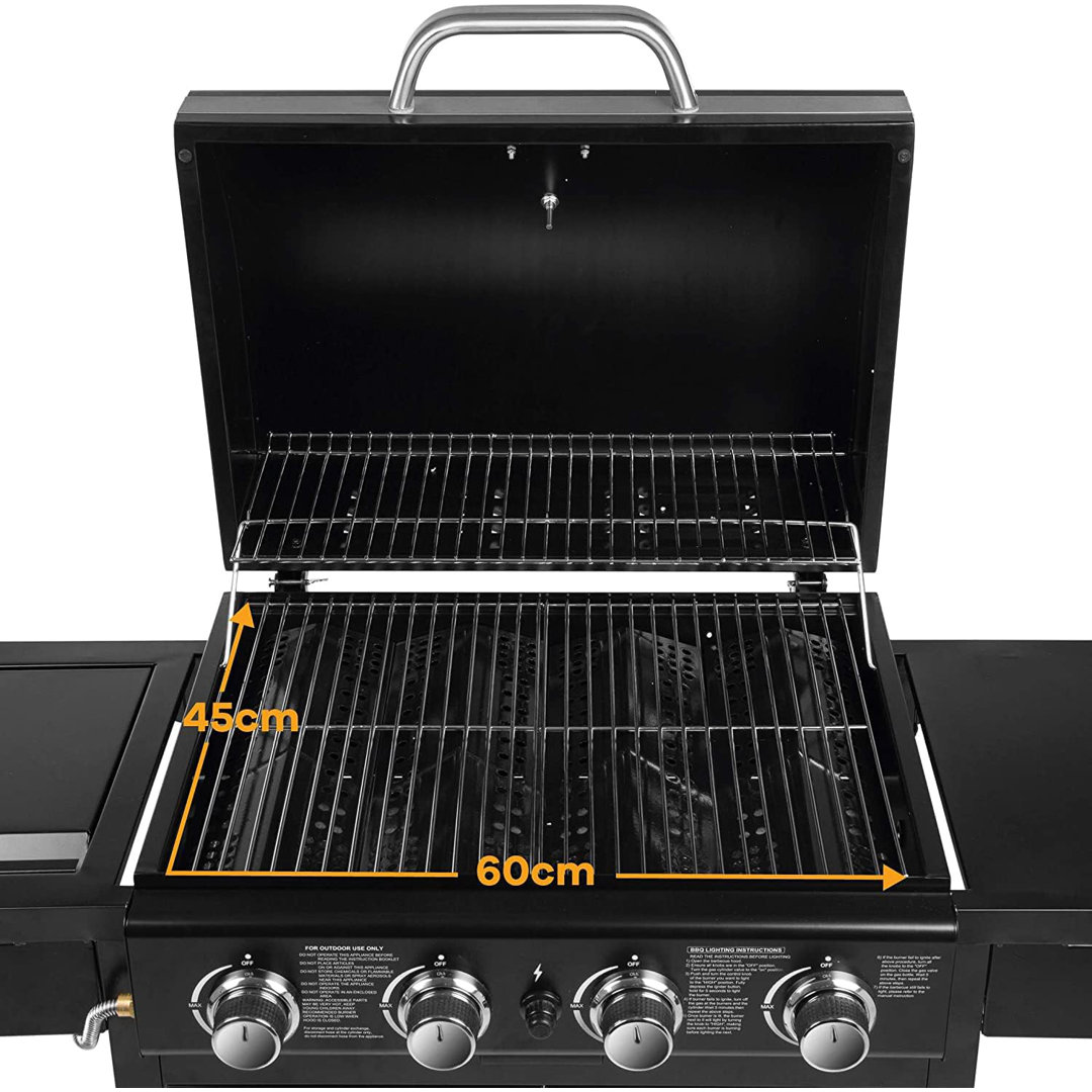 Dakota Fields 4 - Burner Infrared 18000 BTU BTU Gas and Charcoal Grill with Side Burner and Cabinet