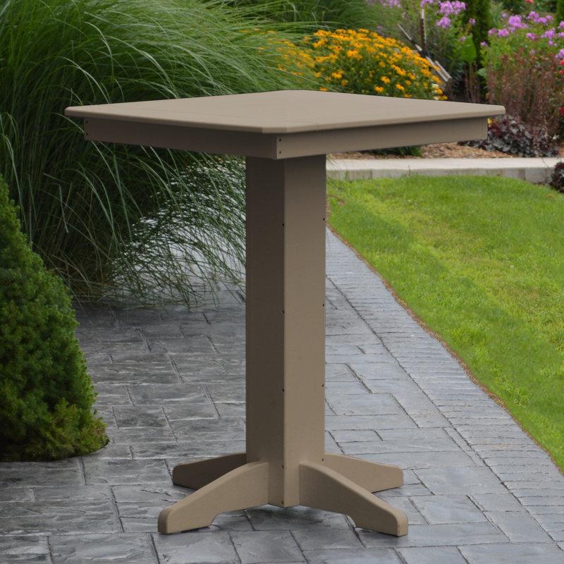 Neville Square Outdoor Bar Table With Umbrella Hole , in. W in. D, Weathered Wood, 44" W x 44" L x 42" H