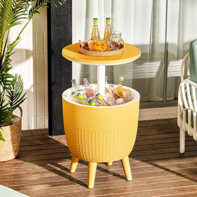 Table d'appoint et glacière d'extérieur 2-en-1 en résine Cancun