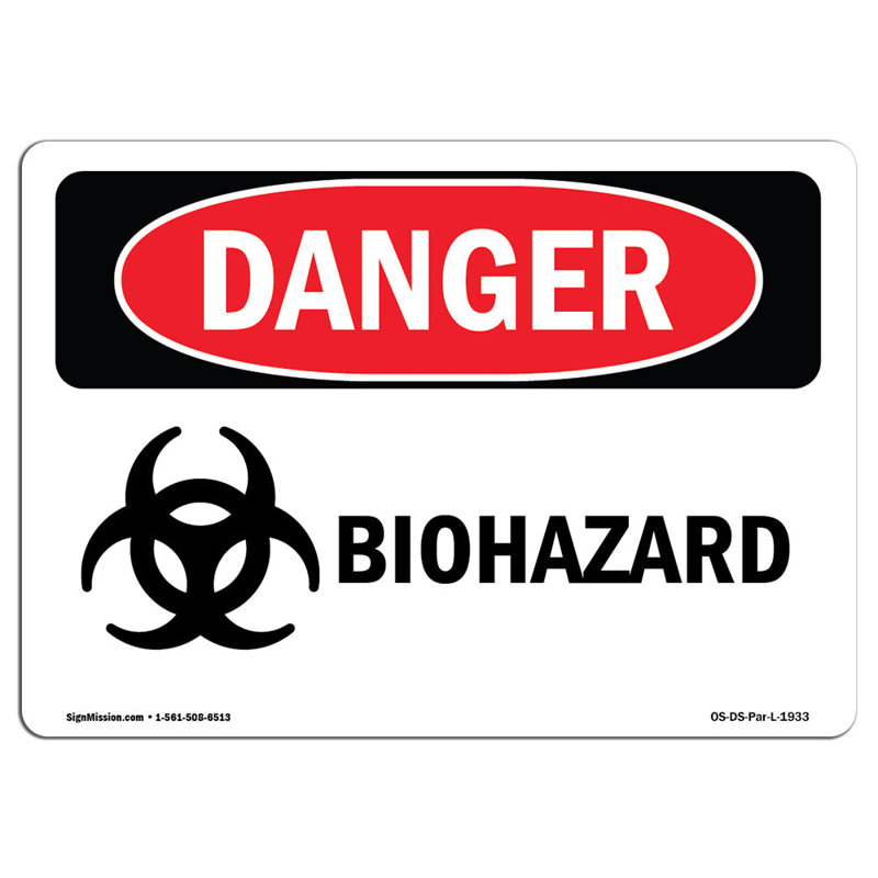 Panneau en aluminium Biohazard 12 x 18, H 18 po x l 24 po x P 0,1 po