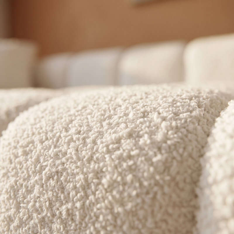 Très grand canapé nuage guimauve, tissu bouclé, assise profonde, aucun assemblage requis, Blanc