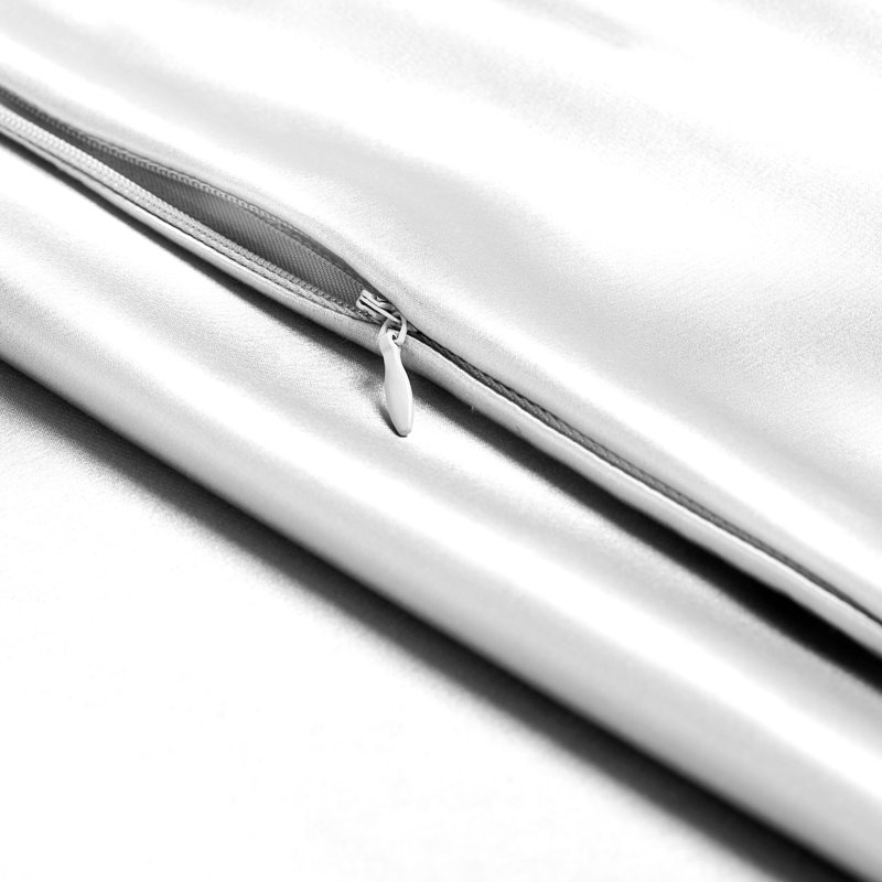 100% Mulberry Silk Pillowcase Zipper Closure, White, 1 Queen Pillowcase