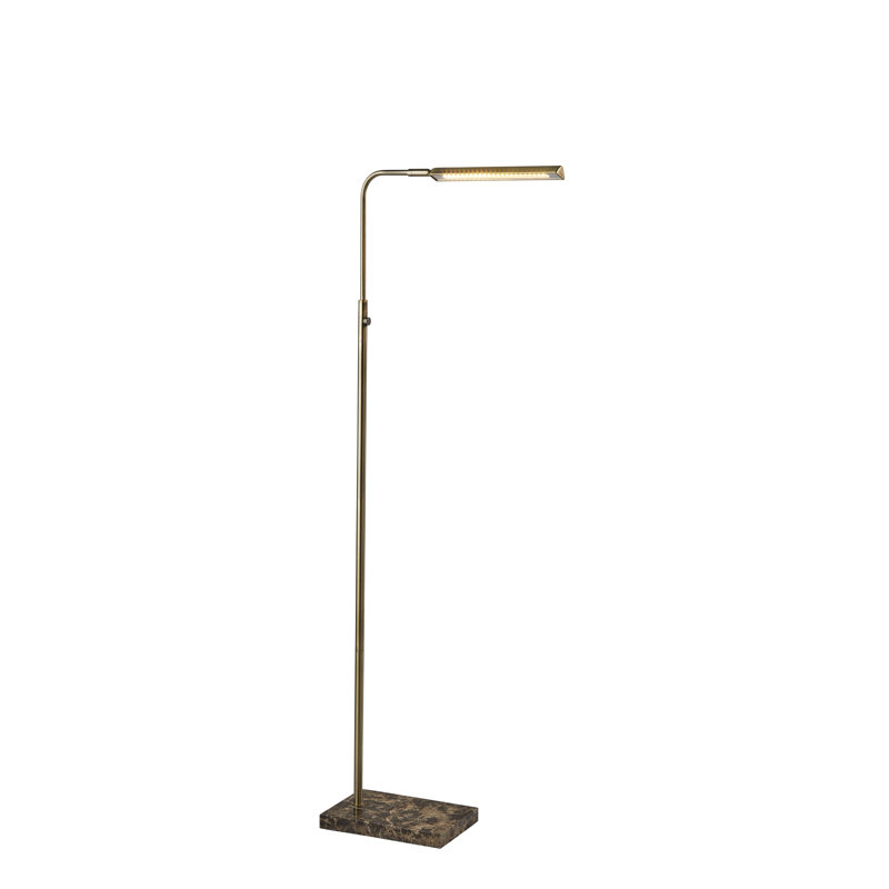 54.25'' BrowN/Antique Brass LED Task Floor Lamp