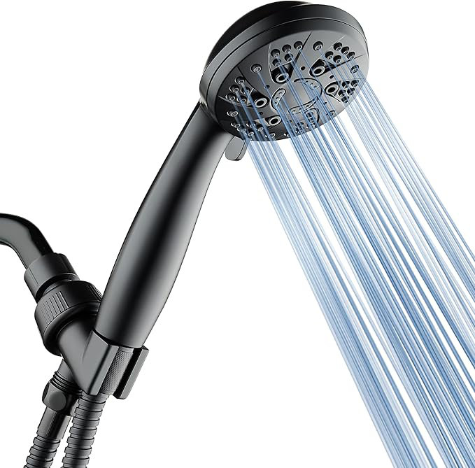 High Pressure 6-Setting 3.5" Chrome Face Handheld Shower with Hose for the Ultimate Shower Experience!