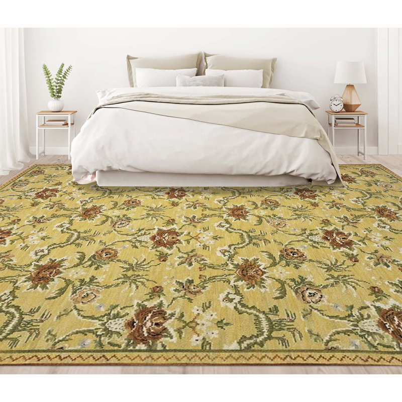Fresco Azm Wool Floral Area Rug, Rectangle 3'11" x 5'10", 93, 141