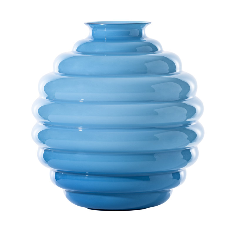 Deco Vase, 7.09" H x 6.69" W x 6.69" D, Acquamarine