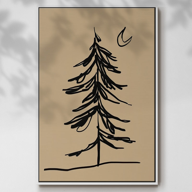 Croquis de sapin d'hiver I, H 25 po x l 17 po x P 1,5 po, Cadre flottant blanc