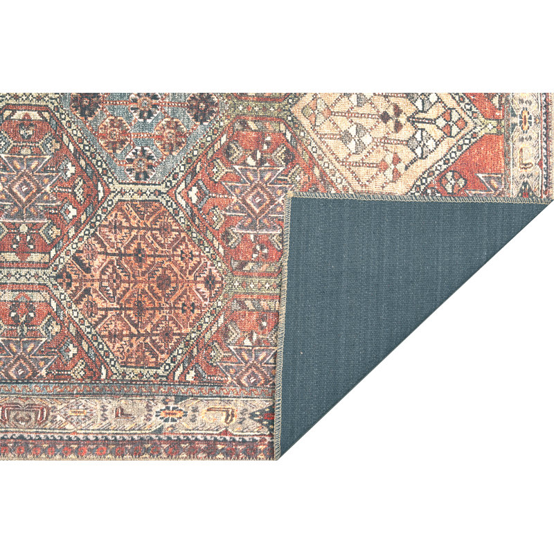 Kemmer Oriental Machine Woven Cotton/Polyester Area Rug, Rectangle 3'9" x 5'6"