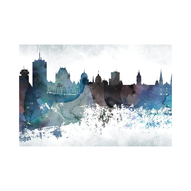 Quebec Bluish Skyline by WallDecorAddict - Wrapped Canvas Painting, 20.32 cm H x 30.48 cm W