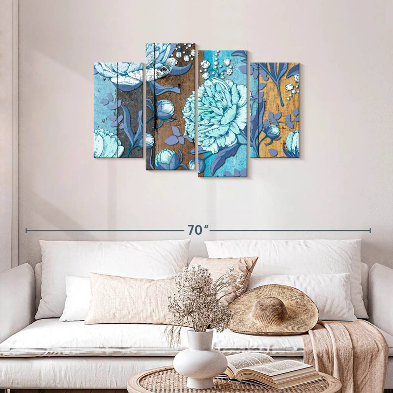 Wooden Blue Peony