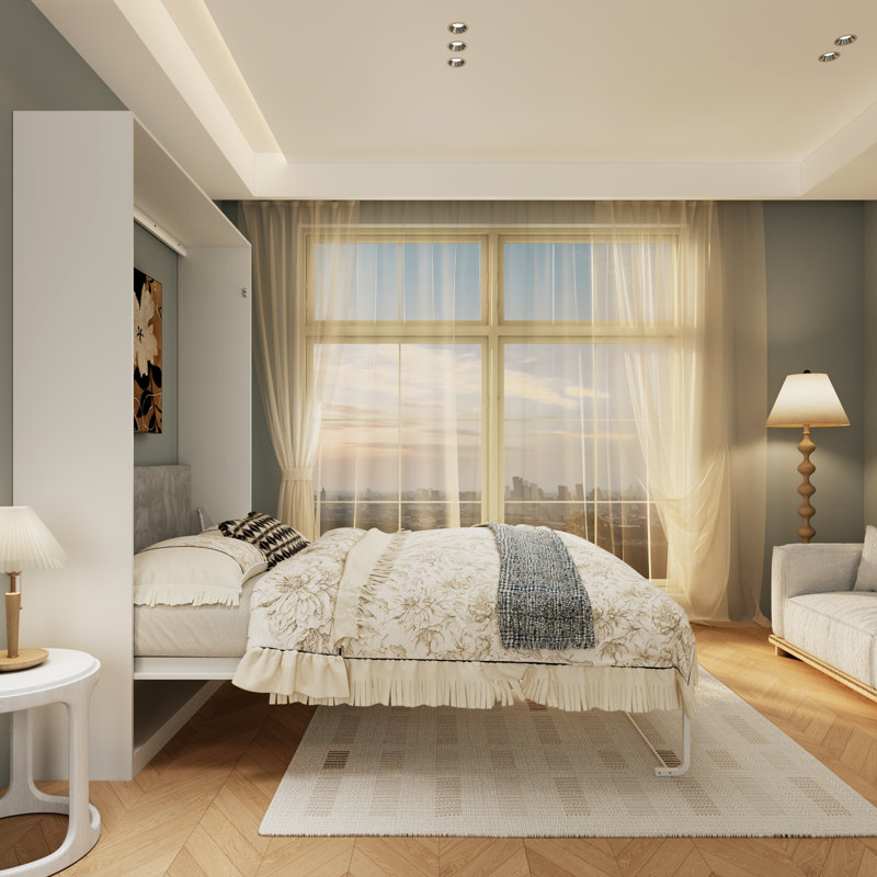 Grand lit escamotable escamotable de 85,66 po Murphy, Blanc, Bed