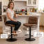 Tabourets de bar pivotants ajustables à double couche rembourrés avec dossier ergonomique (ensemble de 4)-1657744586-1657744598