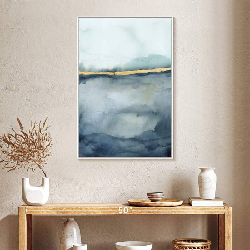 Horizon côtier II, 25" x 37", Cadre flottant blanc