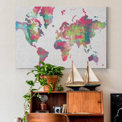 Impasto Map of the World - impression sur toile tendue