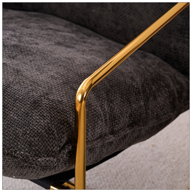 Kaizen Velvet Armchair, 2, Dark Gray , Gold