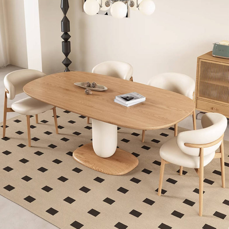 Ensemble de table à manger en bois massif de style français, 5