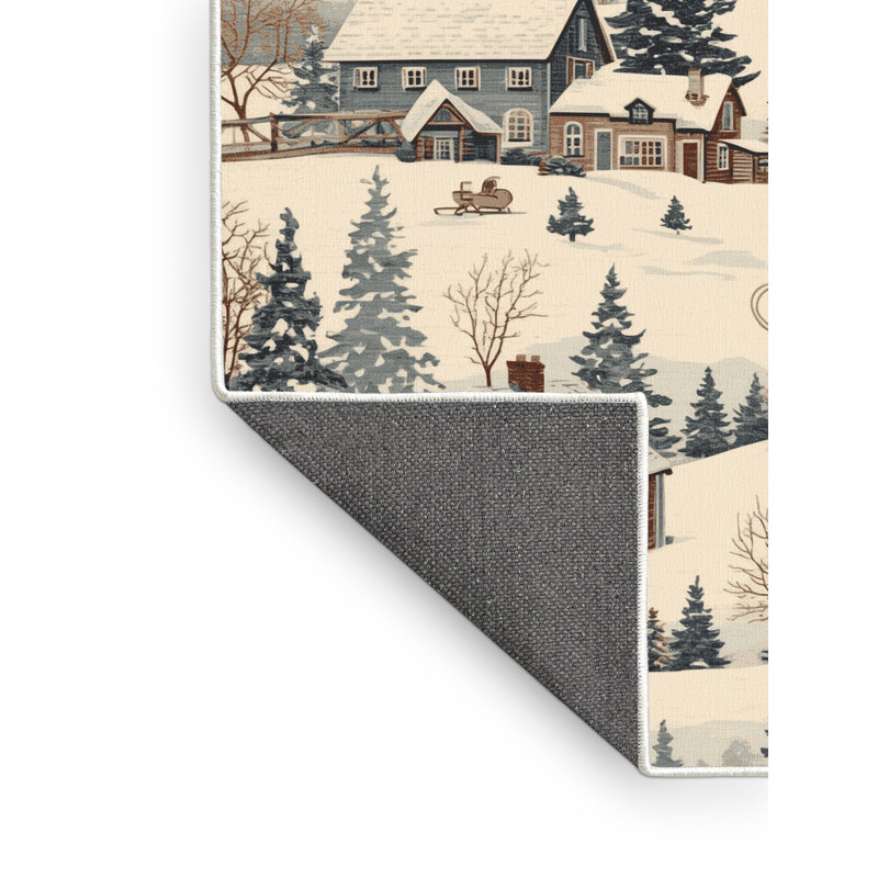 Soft Plush Ferrier Christmas Modern & Contemporary Abstract Area Rug in Beige – White Binding, 6x9