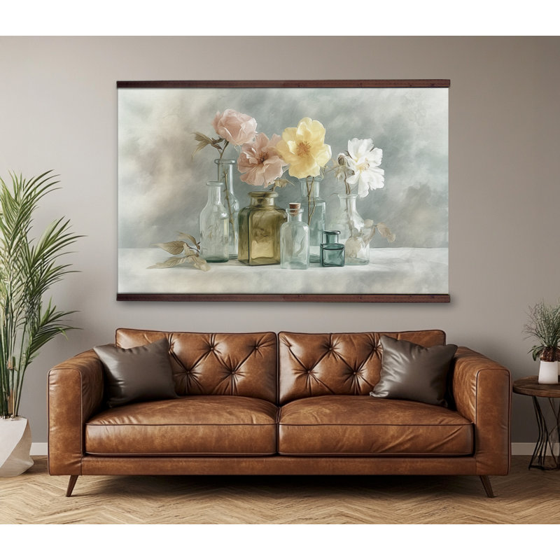 Tapisserie vintage rétro nature morte prête à être accrochée, H 45 po x l 73 po