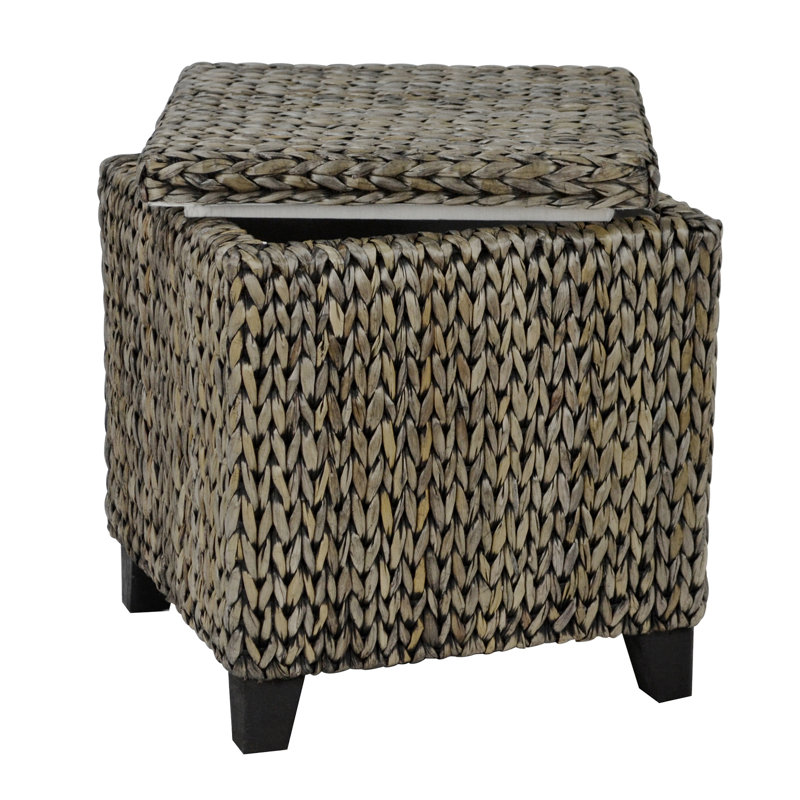 Northside Upholstered Storage Ottoman, Silver Grey Patina