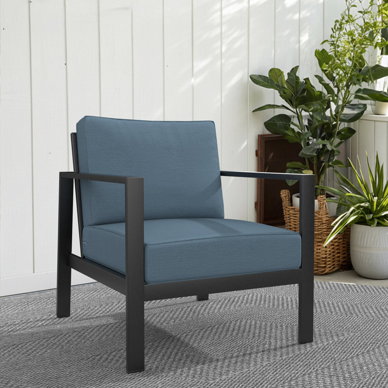 Outdoor Sunbrella Lounge Chair Cushion, Spectrum Denim Sunbrella®