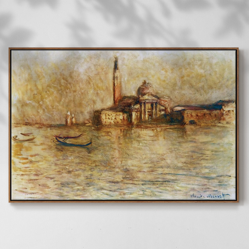 San Giorgio Maggior, 1908 05, reproduction d'art sur toile, Toile avec cadre noyer, H 27 po x l 41 po x P 2 po