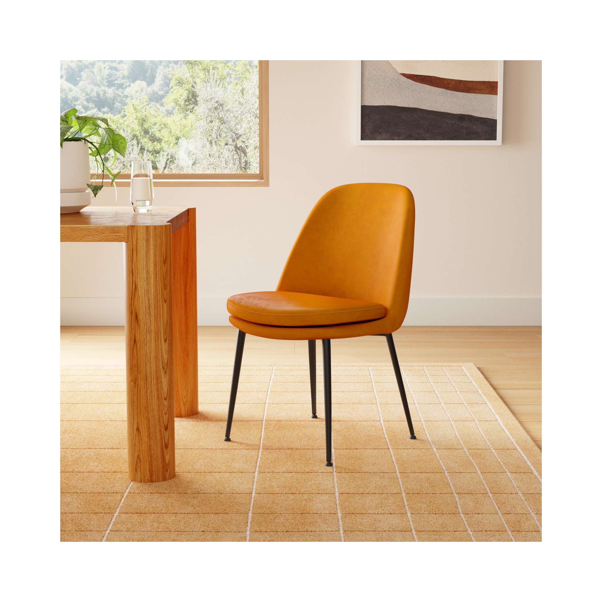 Wallace Velvet Dining Chair, Cognac