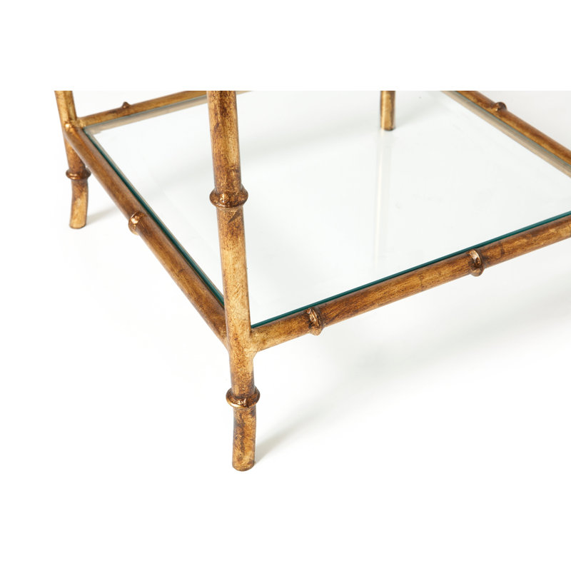 Table de bout avec rangement en verre Robbie