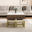 Ensemble de tables basses à plateau relevable moderne avec rangement et 4 repose-pieds blanc et noyer