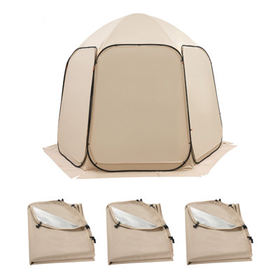 Couvre-auvent pare-soleil, adapté pour tente de maison écran 10 x 9,2 pi, protection contre le soleil, tissu enduit argent Oxford 300D 5,51 x 4,23 pi, paquet de 3 (non inclus la tente), pour les activités de plein air, beige