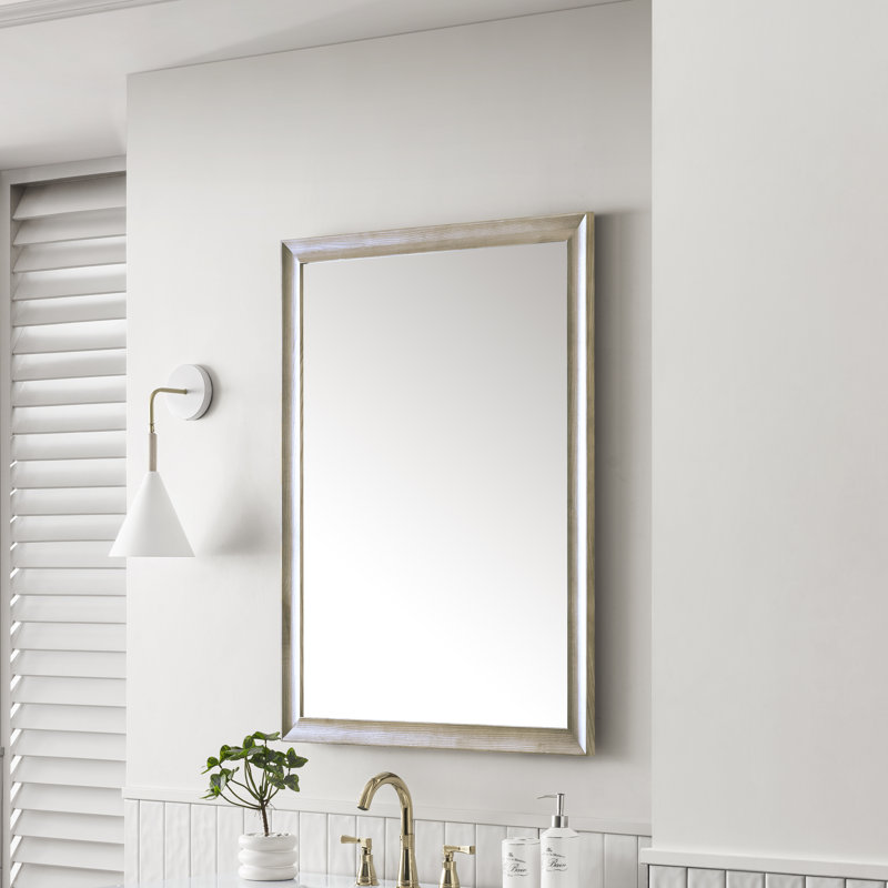 Glenbrooke Solid Wood Wall Mirror, 40" x 30", Whitewashed Oak