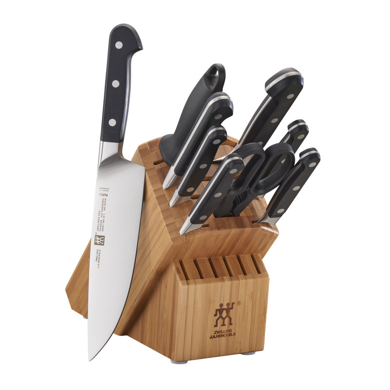 Zwilling Pro 10-piece Knife Block Set - Black, Bamboo