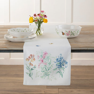 Lenox Butterfly Meadow Garden 14"x72" Table Runner