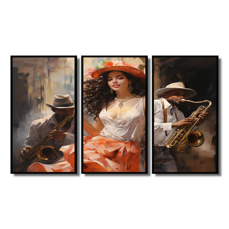 Makris - ensemble d'art mural musicien, Cadre flottant noir, H 40 po x l 60 po x P 1 po