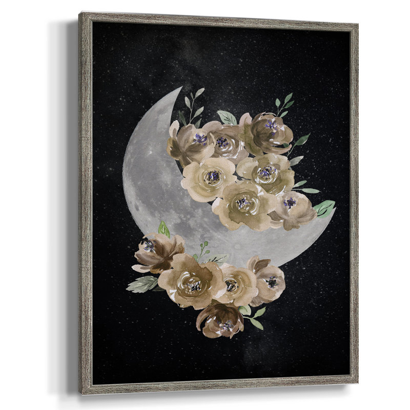 Reproduction encadrée de lune bohémienne - bois massif 43530, H 11 po x l 9 po