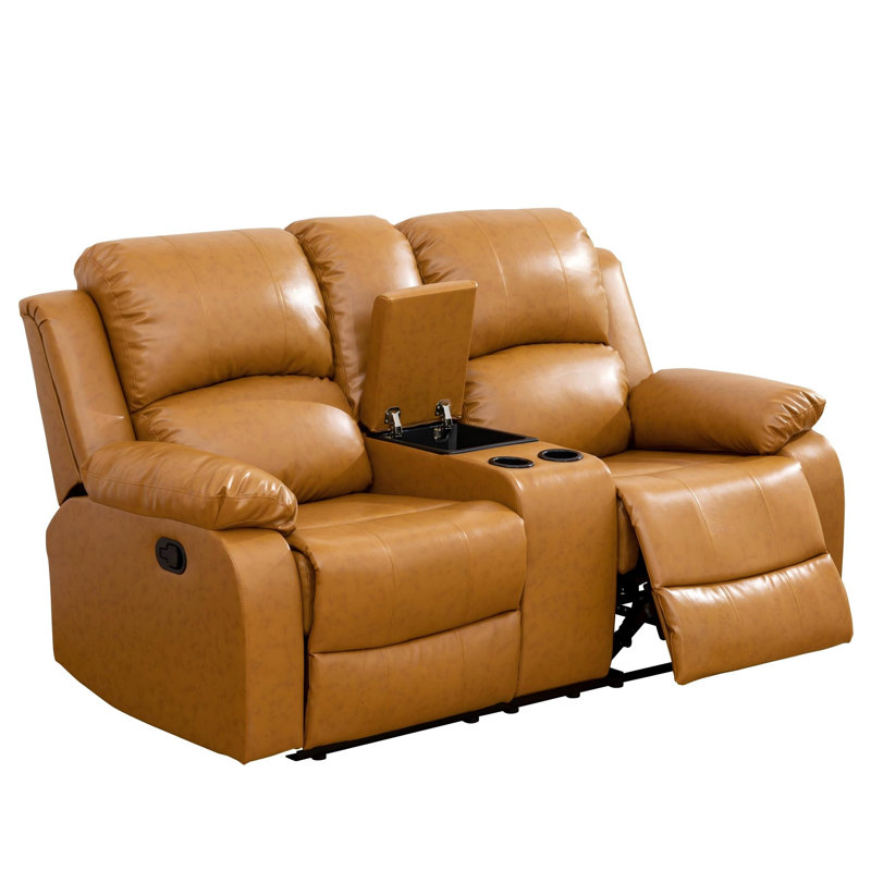 Causeuse inclinable 2 places 68 po avec rangement et 2 porte-gobelets Ginger, Gingembre gingembre