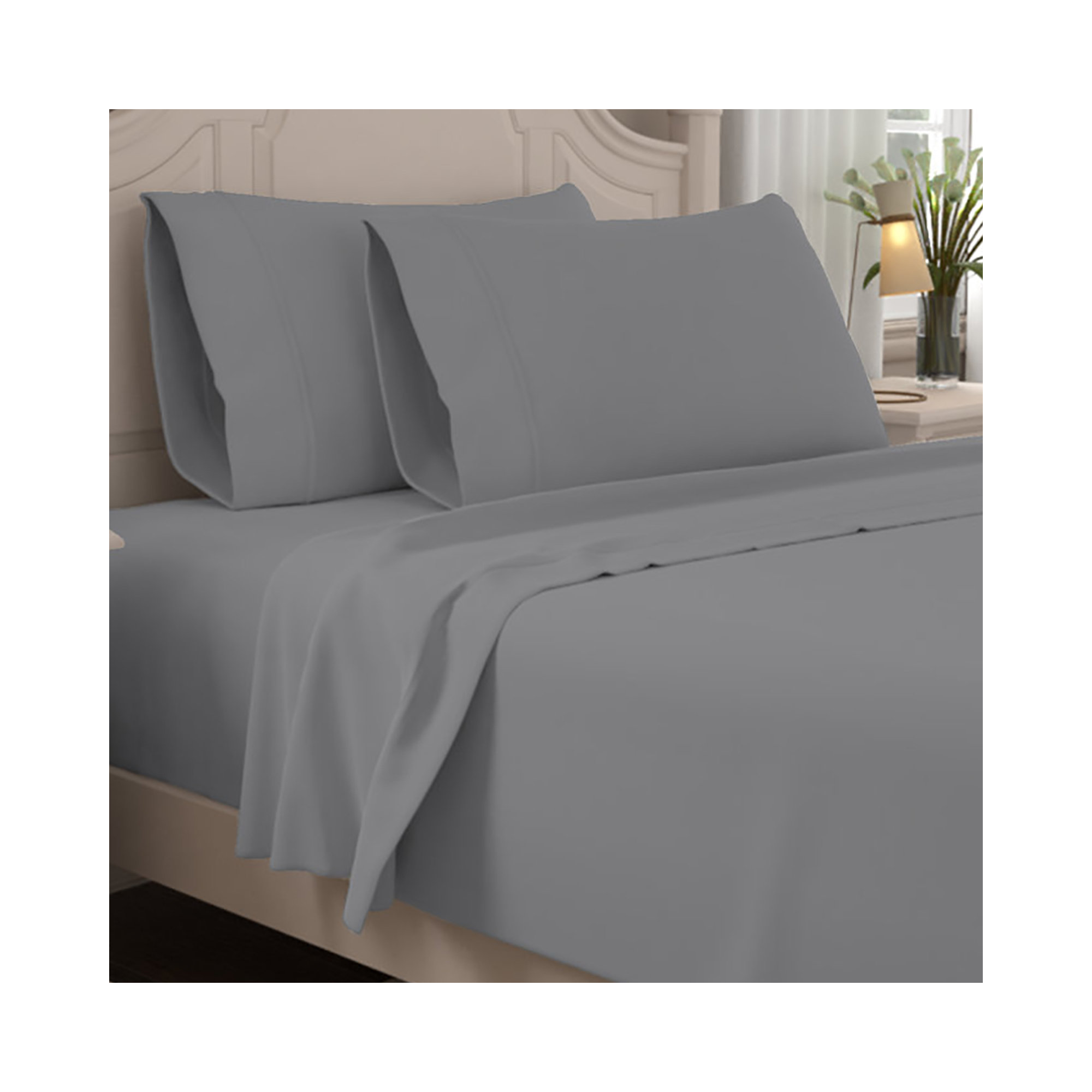 Ultimate Percale 100% Cotton 400TC Cool & Crisp Sheet Set, Dark Gray, Full Sheet Set with 2 Pillowcases