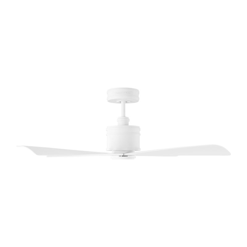 Visual Comfort Fan Launceton 44 Indoor Ceiling Fan with Matte White ABS blades and Handheld Remote, Matte White/Matte White
