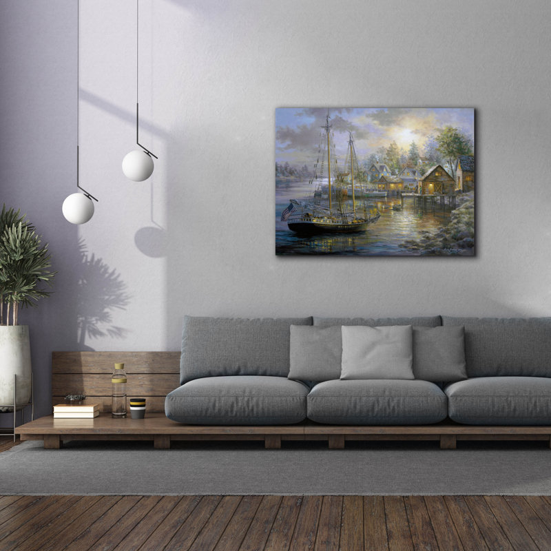  «Harbor Town» par Nicky Boehme, art mural sur toile, 54 po x 40 po