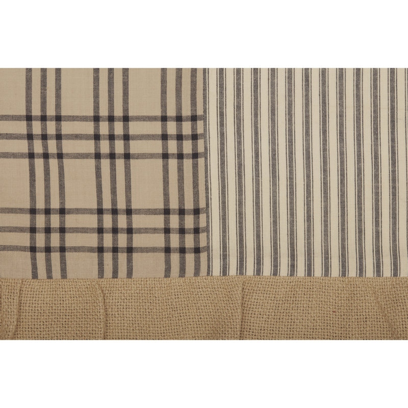 Sawyer Mill Cotton Patchwork Tailored Window Valance, 60" W x 19" L, Charcoal