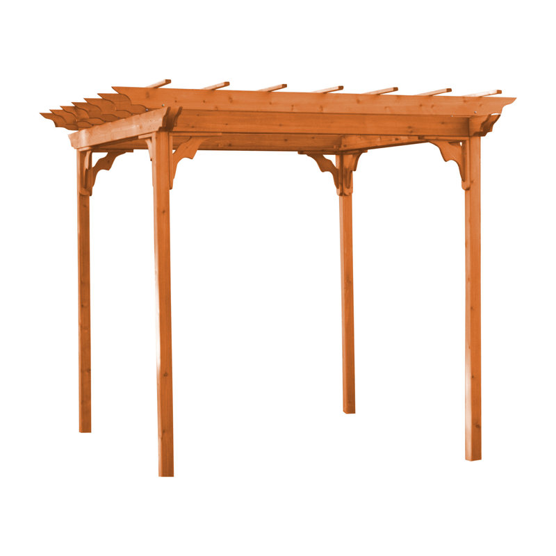 Western Red Cedar 8 Ft. W x 8 Ft. D Solid Wood Pergola, Redwood