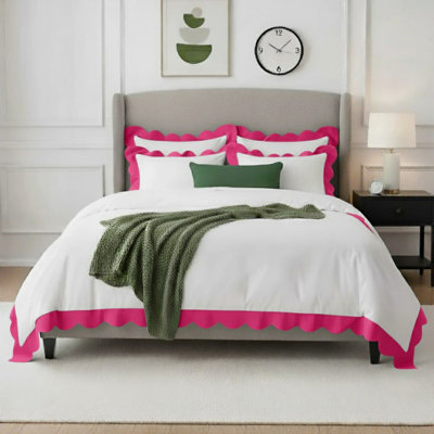 Wavy Applique Embroidery Cotton Duvet Cover Set