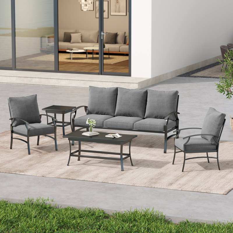 Ensemble de conversation pour patio toutes saisons 5 personnes Nickita, Gris