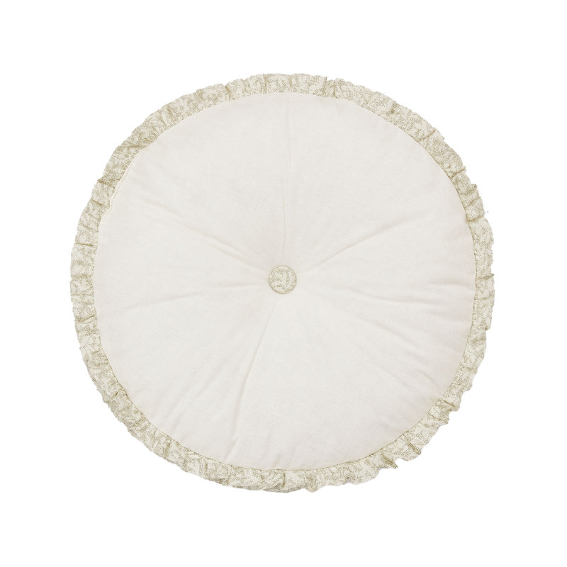 Harper Green Floral Embroidered Round Pillow
