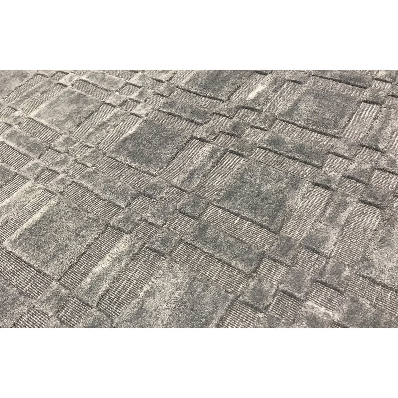 Tapis gris de haute qualité noué à la main