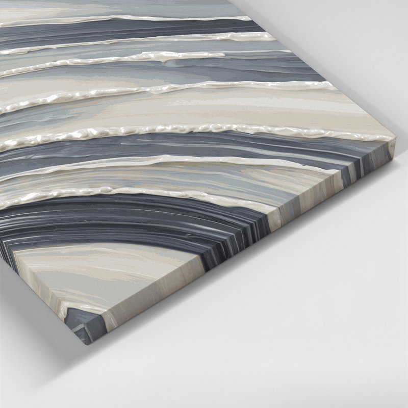 Toile horizontale à rayures horizontales gris perle et blanc gris, H 11 po x l 14 po
