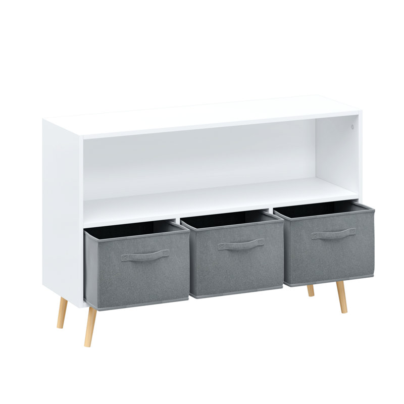 Bibliothèque pour enfants avec tiroirs en tissu pliables, présentoir à livres pour enfants, armoire de rangement pour jouets