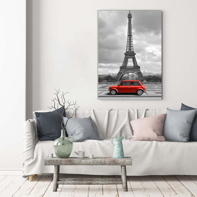 Eiffel Tower Auto - Wrapped Canvas Print