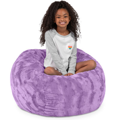 Saxx 3 Foot Kids Bean Bag Chair - Plush Faux Fur - Fun Colors by Trule