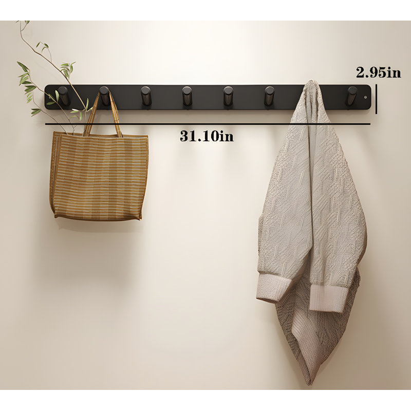 Wall-Mounted Bamboo Hook Rack